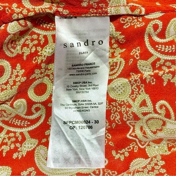 SANDRO Lanni Silk Paisley Patterned Long Sleeve Button-Down Blouse,Size 3FR/ 8US - Picture 14 of 17
